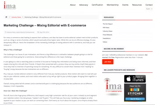 Marketing Challenge- mixing Editorial with E-commerce
